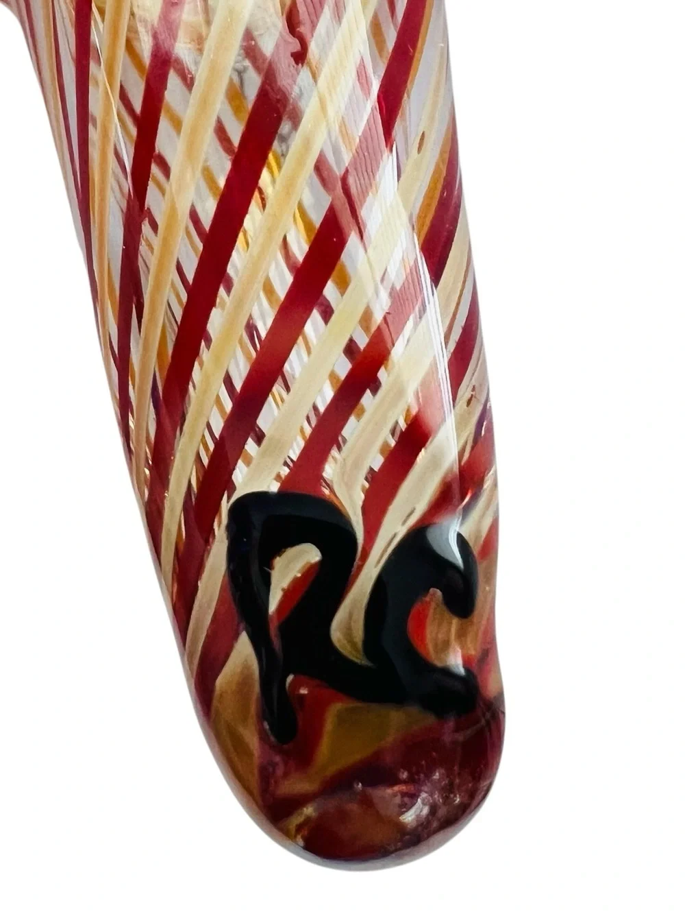 Vintage Robert Coleman Signed RC Handblown Spiral Glass Hanging Chain Bud Vase